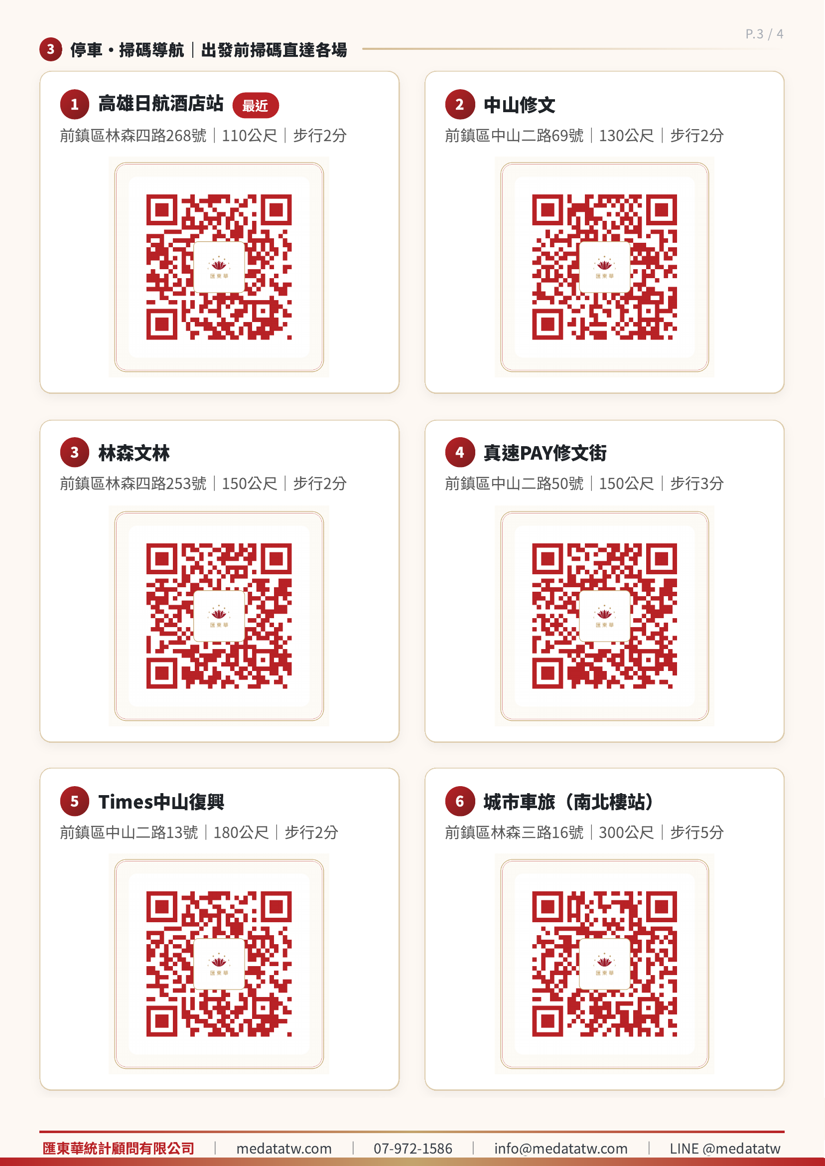 到匯東華交通與報到指引 第3頁：停車場掃碼導航QR code